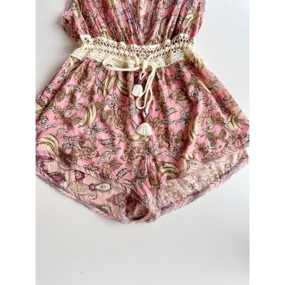 INTIMATELY FREE PEOPLE Watching Waves Pink Floral Cotton Voile Romper, Size S - Picture 8 of 16